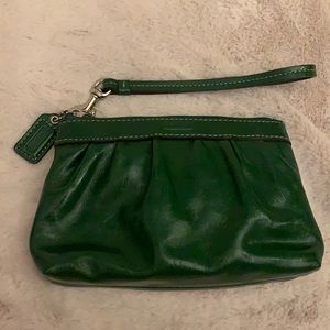 Coach green patent small leather wristlet
